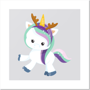 Winter Unicorn, Cute Unicorn, Magic Unicorn Posters and Art